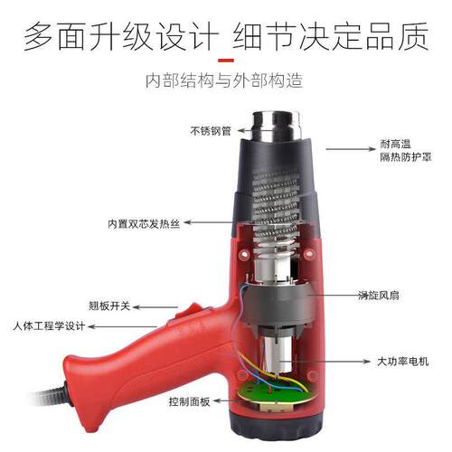 德至高数显热风枪HG3320ES工业级调温塑料烤枪汽车贴膜烘枪烤枪