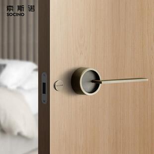 索斯诺门锁室内卧室静音房门锁北欧现代青古铜分体锁简约磁吸门锁