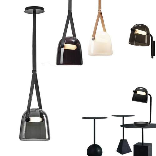 北欧后现代创意玻璃吊灯艺术皮革床头卧室皮带样板房吧台小吊灯