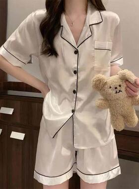 Women Silk Satin Pajamas Pyjamas Set Sleepwear Pijama Couple