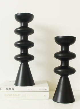 几何木制蜡烛台 样板房展厅摆件 ins风摆拍道具 现代简约酒柜装饰