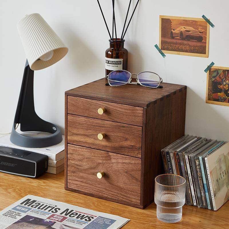 北美黑胡桃实木多层抽屉首饰收纳盒家用办公室文件杂物桌面储物盒,收纳整理,桌面收纳盒,淘宝优惠券,粉丝福利购,淘宝优惠卷