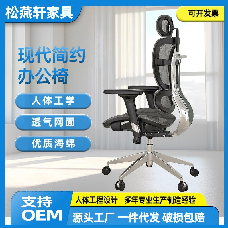 人体工学椅电脑椅书房靠背座椅铝合金办公椅子舒服久坐护腰可躺