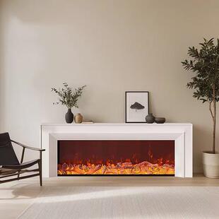 法式奶油风实木壁炉装饰柜复古客厅入户边柜仿真火焰取暖电子壁炉