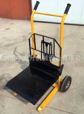 可升降液压轻便货叉搬运车手推货叉滚轮堆高车迷你低位升降装卸车