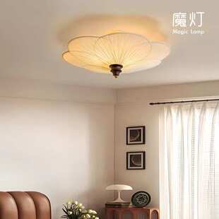 房间灯寂复古书房实木侘法式吸顶灯美式南洋花朵中古梅花灯卧室