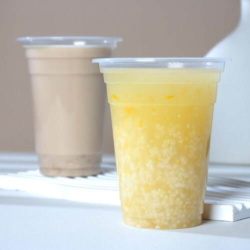 加厚95一次性塑料奶茶杯带盖子豆浆粥绿豆汤冷热饮封口杯商用300m