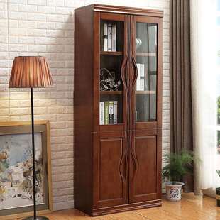 实木办书柜现代中式 0032门3门组合书橱公室件橡柜胶木办文 雕花SG