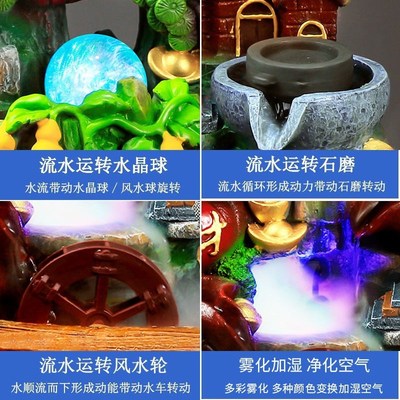 现货速发假山流水喷泉鱼缸摆件循环水轮生财客厅新店开业送礼礼