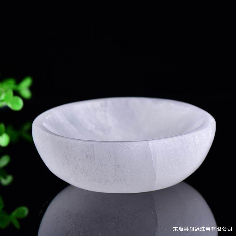 跨境热销天然透石膏摩洛哥石膏碗原石雕刻办公家具桌面摆件