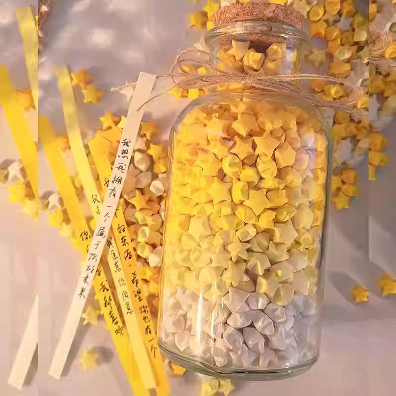 许愿瓶子玻璃瓶幸运星星折纸条渐变黄diy520生日礼物心愿瓶漂流罐,家居饰品,幸运星/瓶,淘宝优惠券,粉丝福利购,淘宝优惠卷