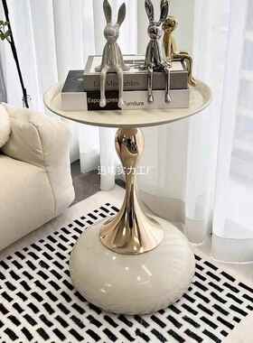 茶几沙边几腰网蛮红意KNW式轻奢现发代小小圆桌角几可移动方便床