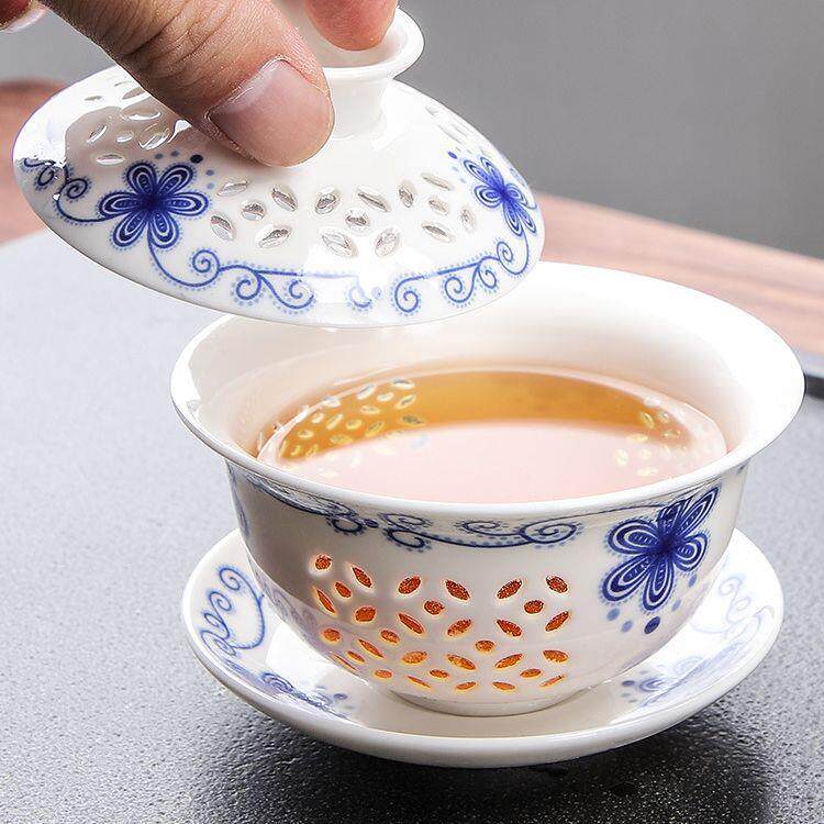 陶瓷家用茶杯套装主人杯配茶盘酒杯二两烈酒杯喝茶杯青花瓷泡茶杯