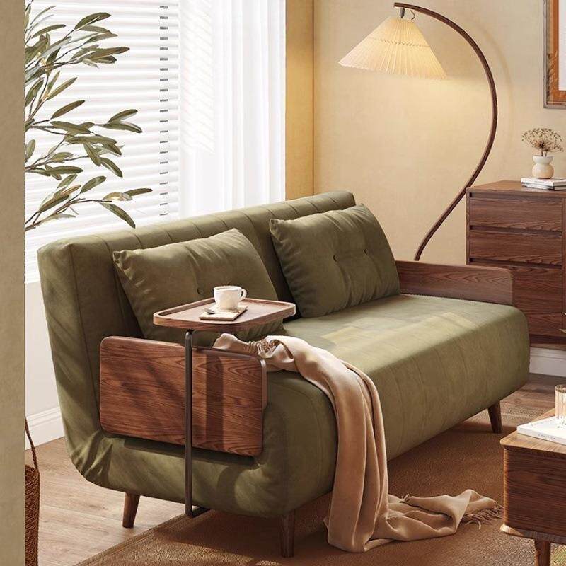 实木沙发床复古可折叠两用小户型客厅阳台多功能可伸缩简约沙发