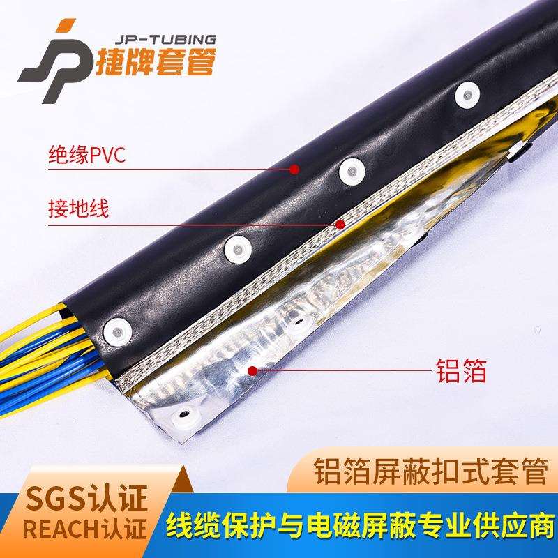 EMC金属屏蔽套管电磁防屏蔽抗干扰铝箔屏蔽扣式套管电线屏蔽套管