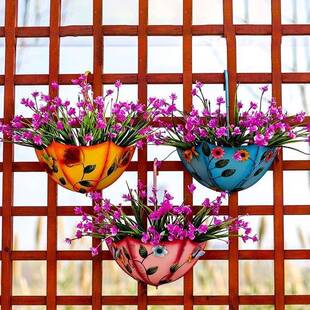 壁挂式 饰 雨伞花盆铁艺免打孔绿萝吊兰植物悬挂墙面庭院阳台花盆装