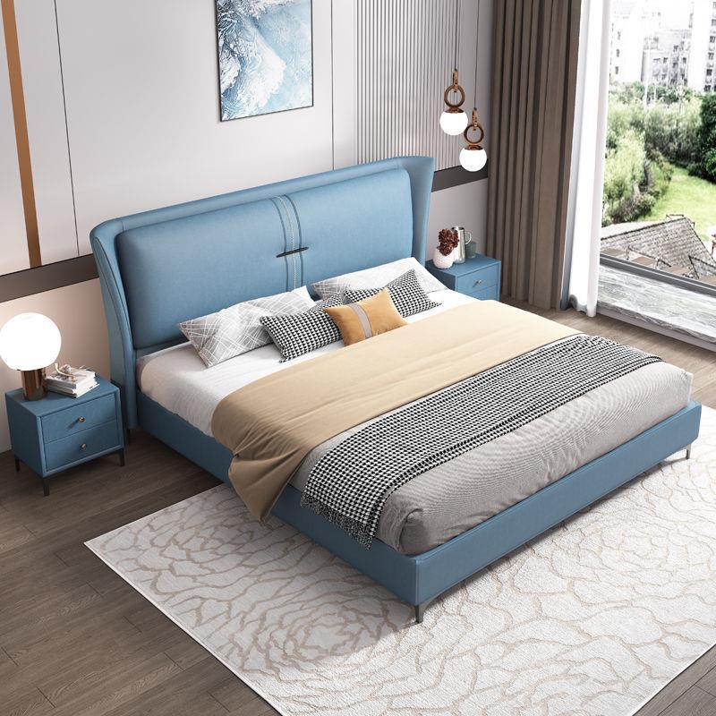 科技布床意式轻奢床极简布婚床现代主卧软体床免洗网红双人实木