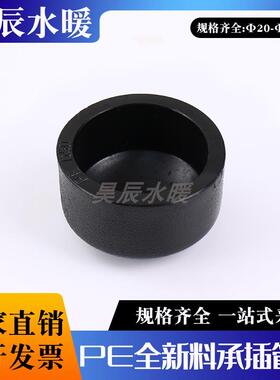 HDPE全新料堵帽20 25 32 40 50 63 75pe水管热熔管帽pe承插式堵头