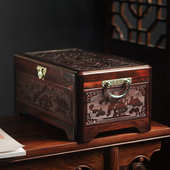 大红酸枝红木首饰盒大号实木珠宝饰品收纳盒大容量木质彩礼箱带锁