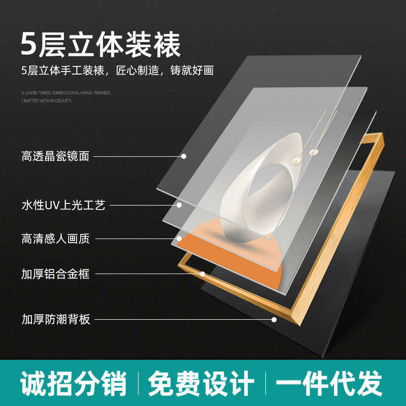 九鱼图玄关装饰画现代简约轻奢大气进门挂画走廊过道装饰壁画手工