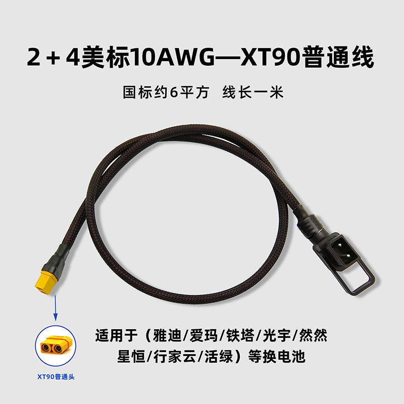 2+4电动车充电线铁塔换电插头转接线适用于九号雅迪大功率改装
