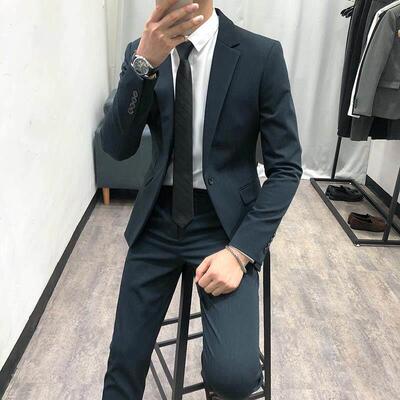高端秋季2026新款英伦西服套装男休闲韩版修身潮流婚礼西装男外套