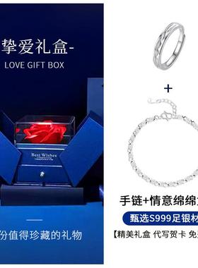正品999足银手链纯银链204年新款女ins小手众女士2女生夏情侣简约