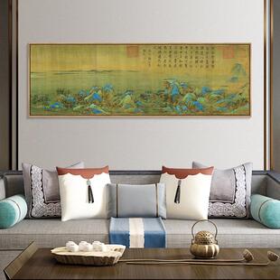 王希孟千里江山图客厅装饰画中国十大传世名画青绿山水画书房挂画
