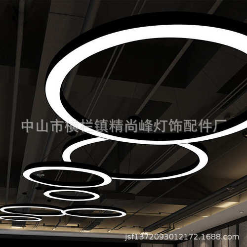 LED环形吊灯简约写字楼压克力圆办公室时尚简约工程中空圆造型灯