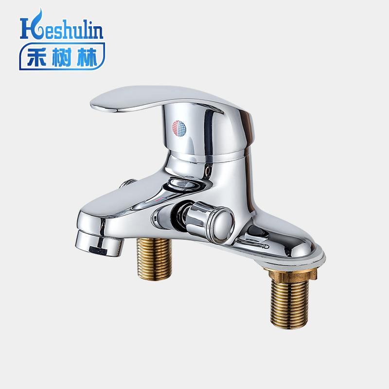 新款直销禾树林单把面盆水龙头 双孔双用洗脸龙头冷热水带淋浴出