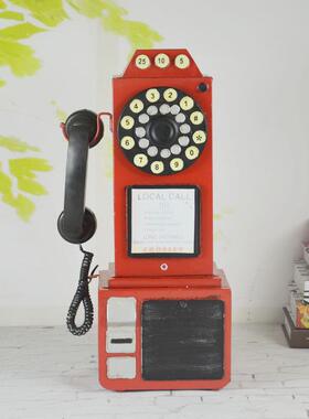 新款复古英伦电话机模型摆件家居软装饰品摆设电话亭铁艺道具