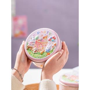 饼干罐饼干盒曲奇包装铁盒空圆形罐糖果雪花酥牛轧马口儿童节小点