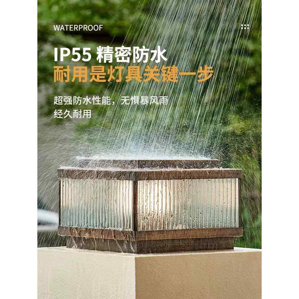 全铜太阳能柱灯，户外花园灯，简易防水别墅壁灯，花园门柱灯