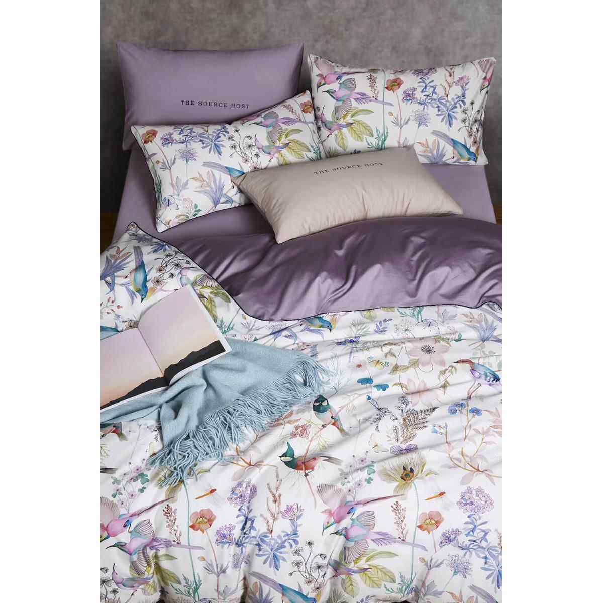 正品春季花用鸟床上棉品6棉0支长绒棉贡缎数码印花全四件套1.8m纯