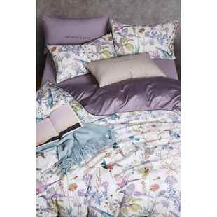 高档春季 印花棉四件套1.8m6纯棉 花鸟床上全用品0支棉长绒贡缎数码