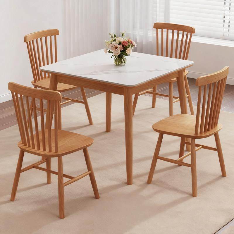 岩板餐桌家用小户型原木饭桌简约正方形桌子八仙桌北欧实木小方桌,住宅家具,岩板餐桌,淘宝优惠券,粉丝福利购,淘宝优惠卷