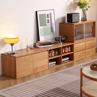 7K北其樱桃木实木电视柜实木多功能组合柜电视柜书柜储物柜客厅家
