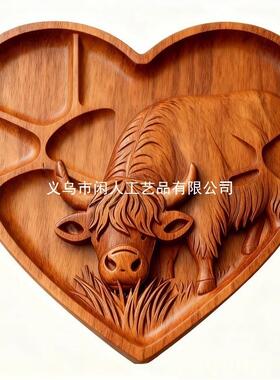 个性新潮Highland Cow Wooden Charcuterie Board高地牛熟食托盘