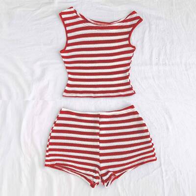 Women's Casual Chic Knitted Striped Backless Short Top