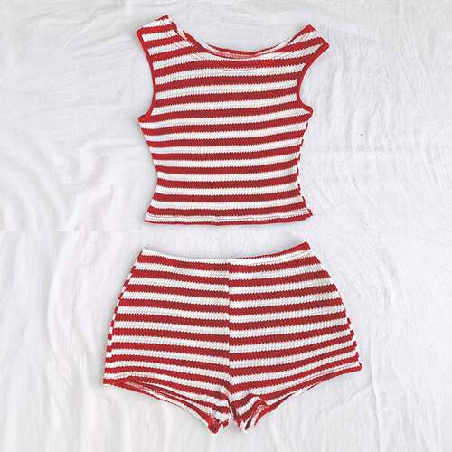Two-piece Set Women's Striped Pattern Tank Top