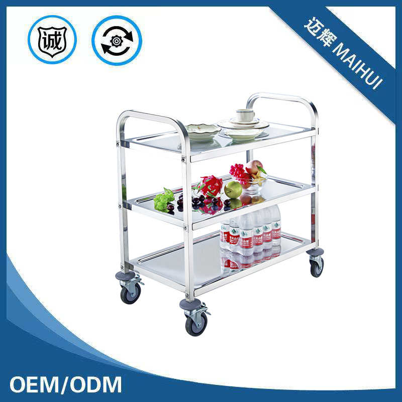 不锈钢餐车 加厚三层酒楼移动手推餐车 加固收碗传菜推车二层餐车