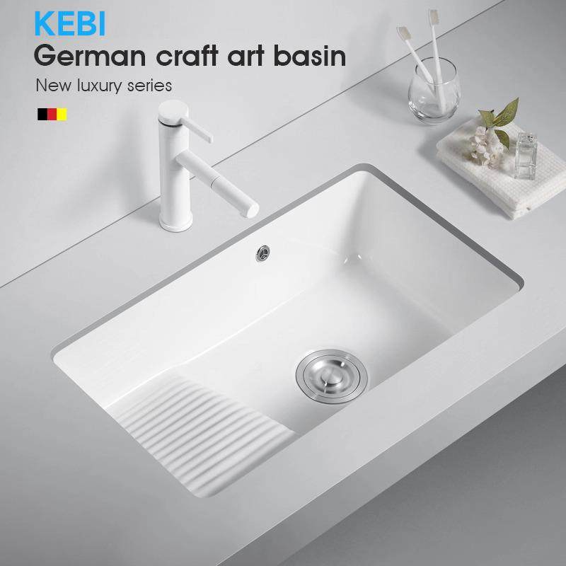 阳台带搓衣板台下盆洗衣盆加深大容量小号洗脸洗手嵌入式陶瓷单水