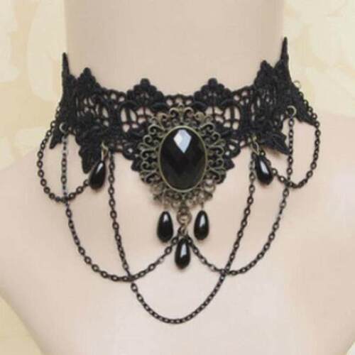 Gothic Style Jewelry Set Vintage Lace Choker Necklace Ring H
