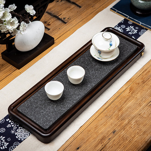 享林茶具乌金石干泡茶盘排水家用茶台楠竹茶海功夫茶具小型一人用