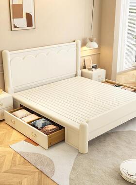 Fls奶油风全实木床人.8x用2米双床现代简约主1卧家1.SDFI-6465米