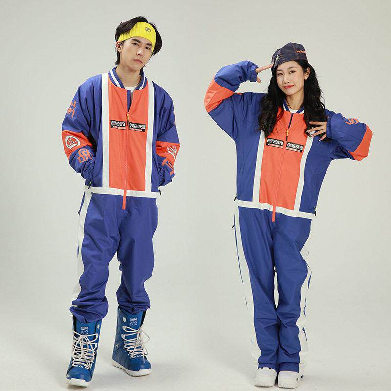 2122新款连体板滑雪服女情侣冬雪场户外防风防水时尚加厚保暖