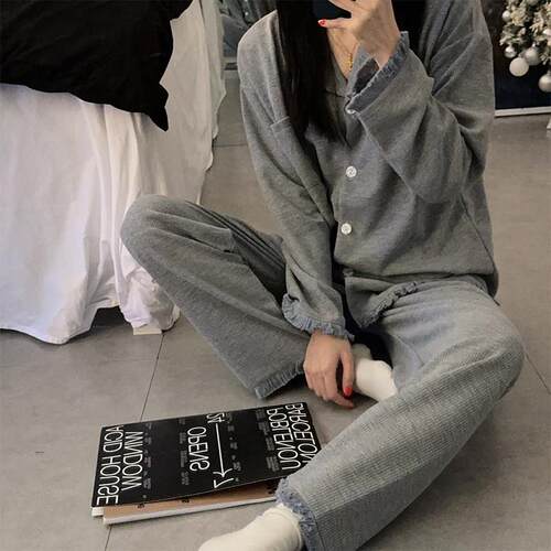 秋季睡衣女2026新款春质长袖可外穿宽松大码薄款开衫家居服1005d