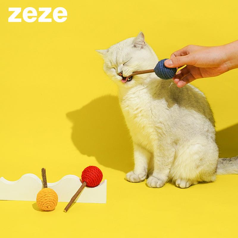 zeze猫咪棒棒糖木天蓼玩具磨牙棒洁齿宠物耐咬耐磨自嗨逗猫用品