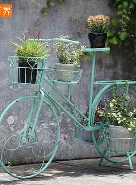 正品户欧外式铁艺铺自行车花架子阳台创意地庭院落店橱窗装饰家居