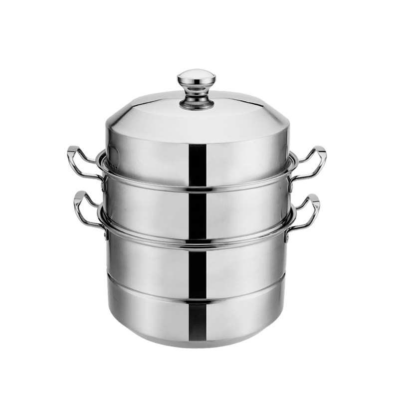 201不锈钢大蒸锅双层汤蒸锅三层蒸笼蒸馒头蒸鱼锅28-40cm厂家批发